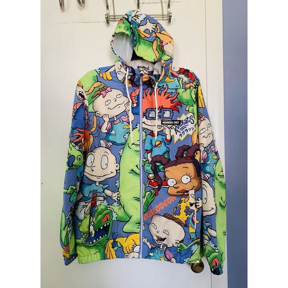 Rugrats Nickelodeon X Members Only Hooded Windbreaker Jacket Blue M - Picture 1 of 7